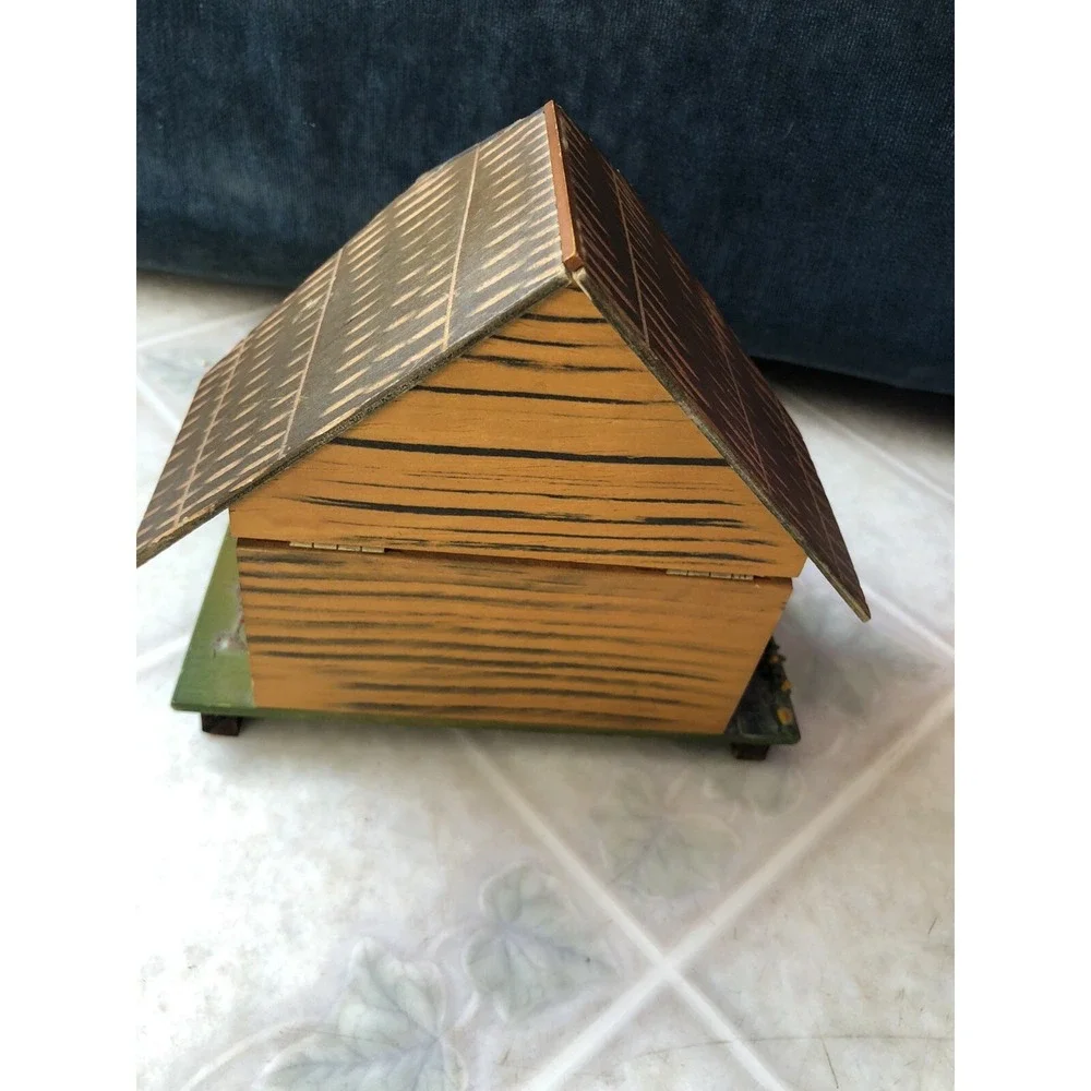 1970s‎ vintage Mill Chalet wooden jewelry Music box works Es steht Eine Muhle